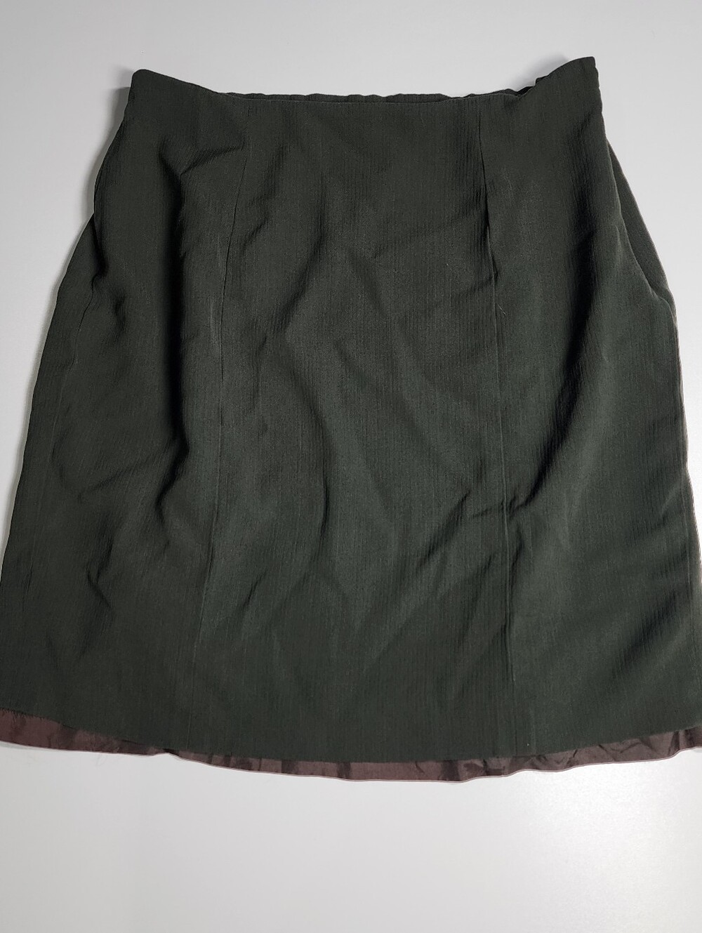 Liz Claiborne 14P Petite Olive Green Wool Blend Pencil Skirt Lined Career